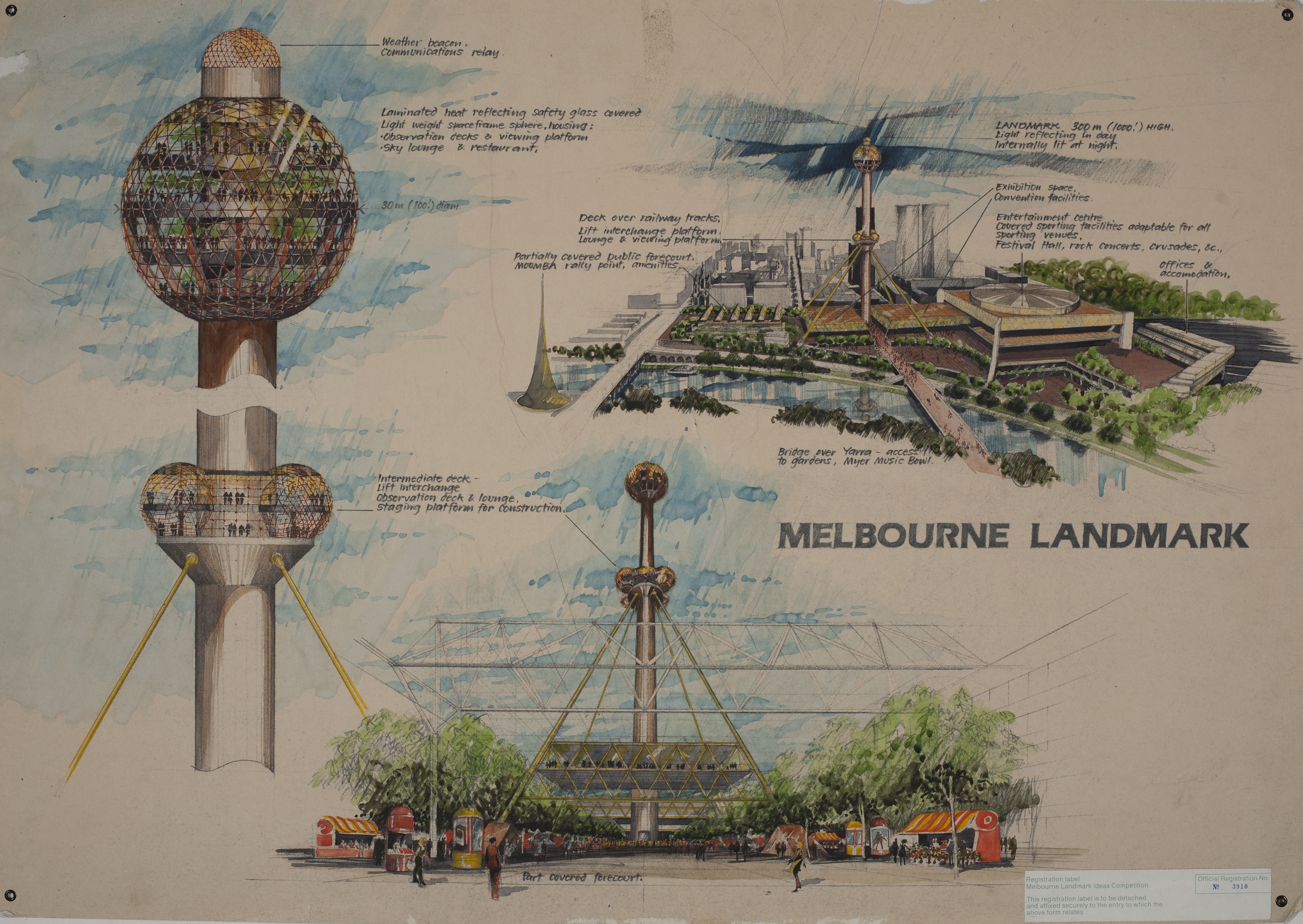 Observation deck entrant for the Melbourne Landmark competition, displayed in 'Missing the Mark' at the Old Treasury Building. Closed 2012.