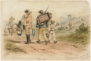 ST Gill 'Diggers on the Road to Bendigo' on display at Old Treasury Building in 'Gold Rush: 20 Objects, 20 Stories'
