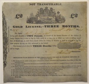 Gold Licence on display in 'Gold Rush: 20 Objects, 20 Stories' at Old Treasury Building.