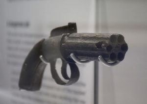 Pistol from the Eurkea Lead Ballarat. On display in 'Gold Rush: 20 Objects, 20 Stories' at Old Treasury Building.