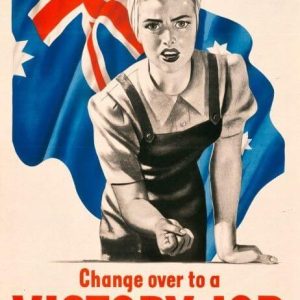 Recruitment poster for essential industries, 1943 Change Over to a Victory Job