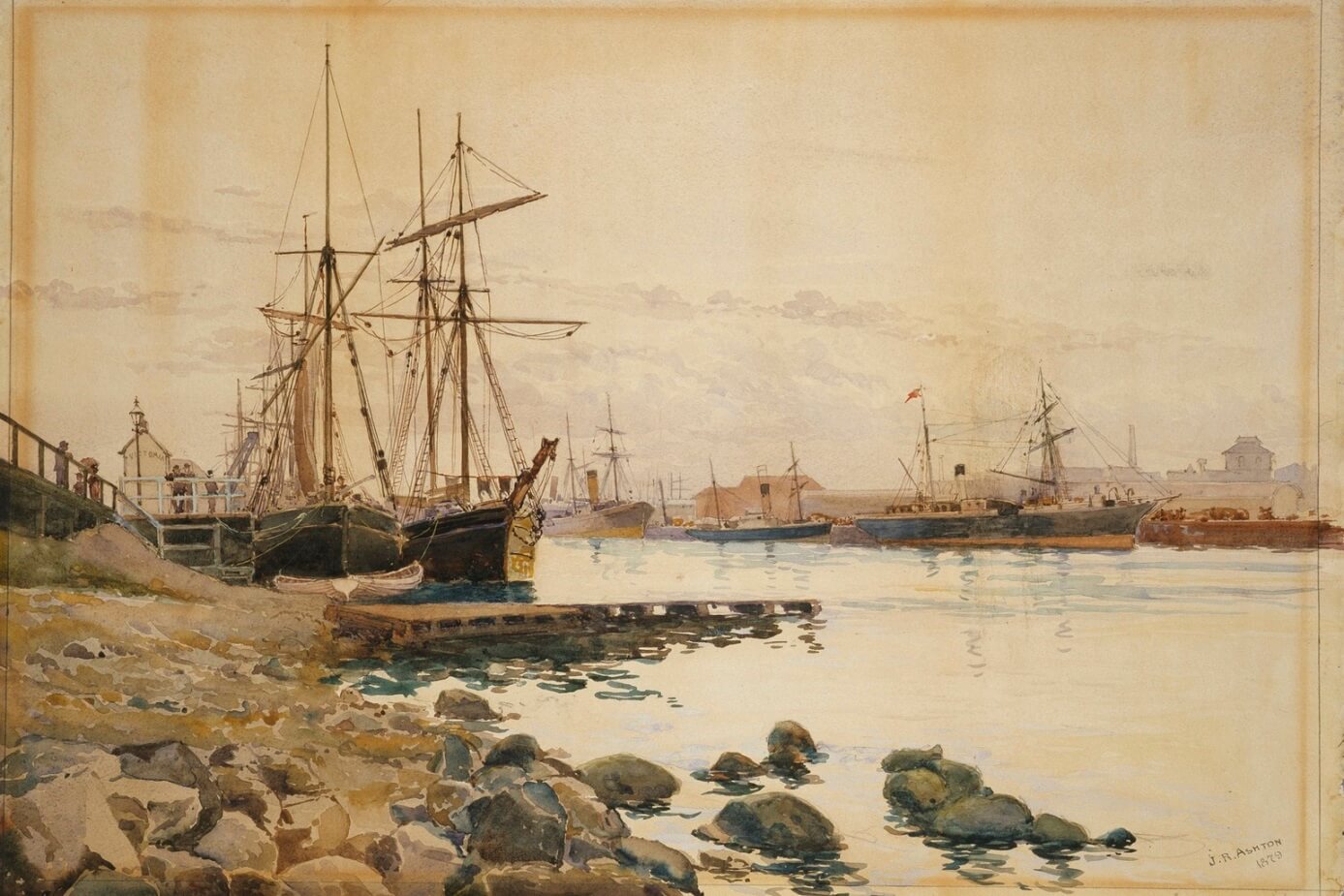 Railway Pier Port Melbourne, by Julian Rossi Ashton, artist, 1879. Courtesy State Library Victoria