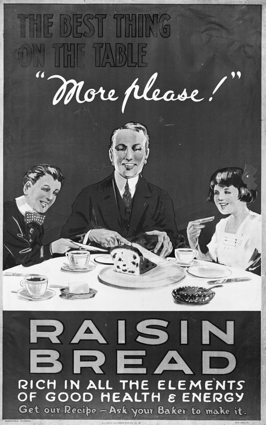 Railway poster advertising raisin bread. 12903-P1-P500.15