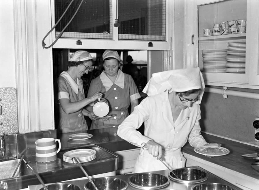 Staff in the Nursery's kitchen, c.1935. 12903-P1-330.03