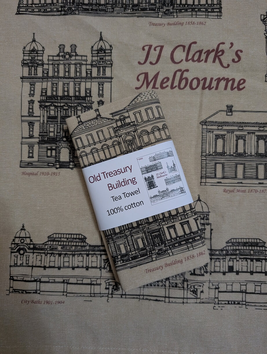 JJ Clark's Buildings tea towel